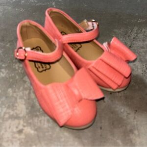 Pipperdoodles Girl 11 Salmon Coral big bow dress shoes